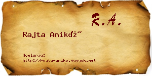 Rajta Anikó névjegykártya